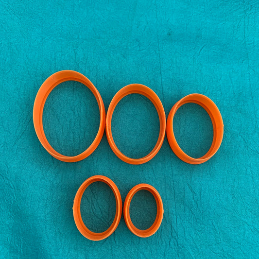 Perfect seamless Ovals Jewelry Sized set of 5 Cutters for Polymer Clay and Mixed Media - Polymer Clay TV tutorial and supplies