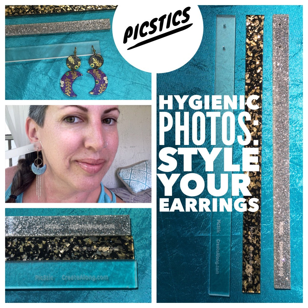 PicStics set of 3 photo prop hygienic tools for photo and video for earrings Pic Sticks