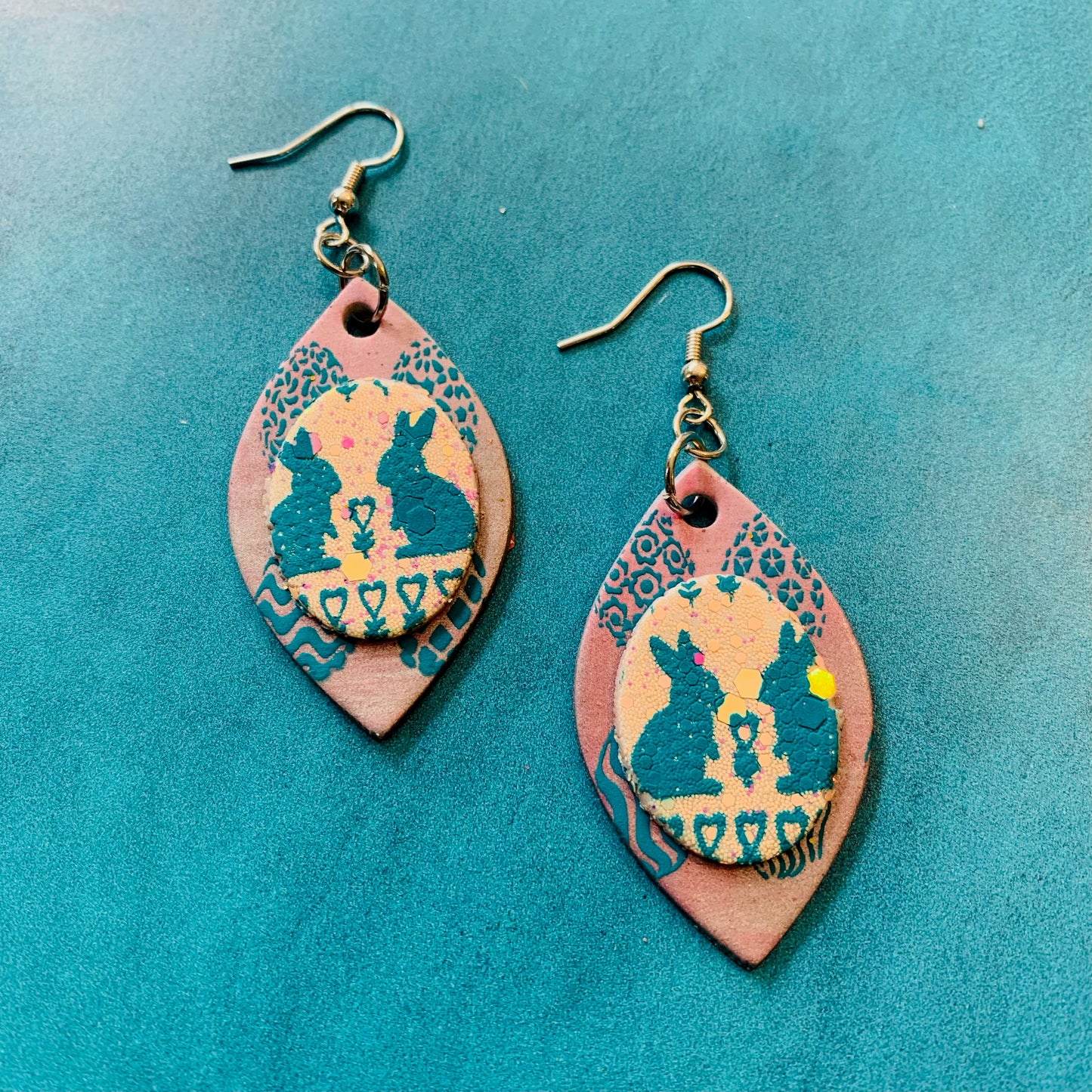 Hunny Bunny Easter Bunnies Hearts Silkscreen Stencil for Polymer Clay, Art Jewelry