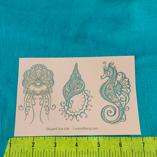 Silkscreen Cindi's Elegant Sea Life polymer clay Stencil Pattern