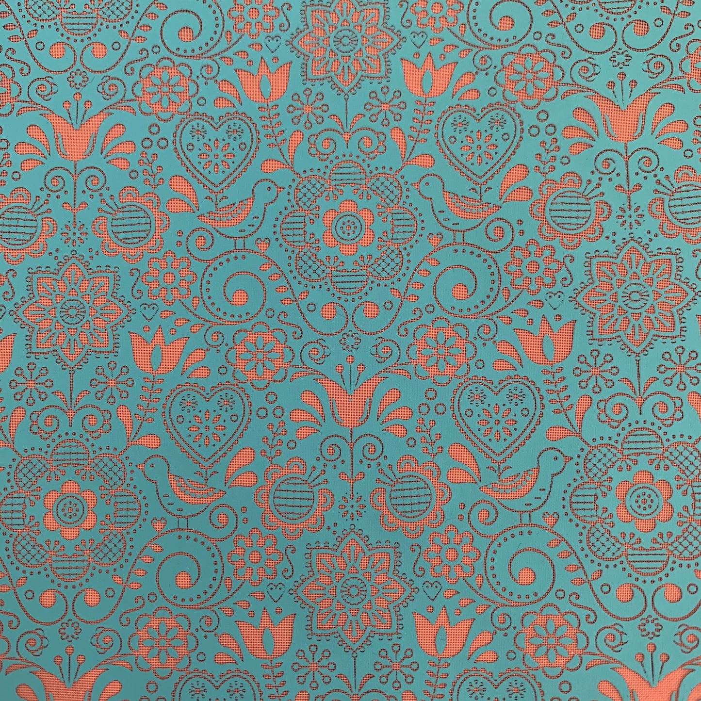 Silkscreen Stencil Folk Floral botanical for Polymer Clay and Mixed Media