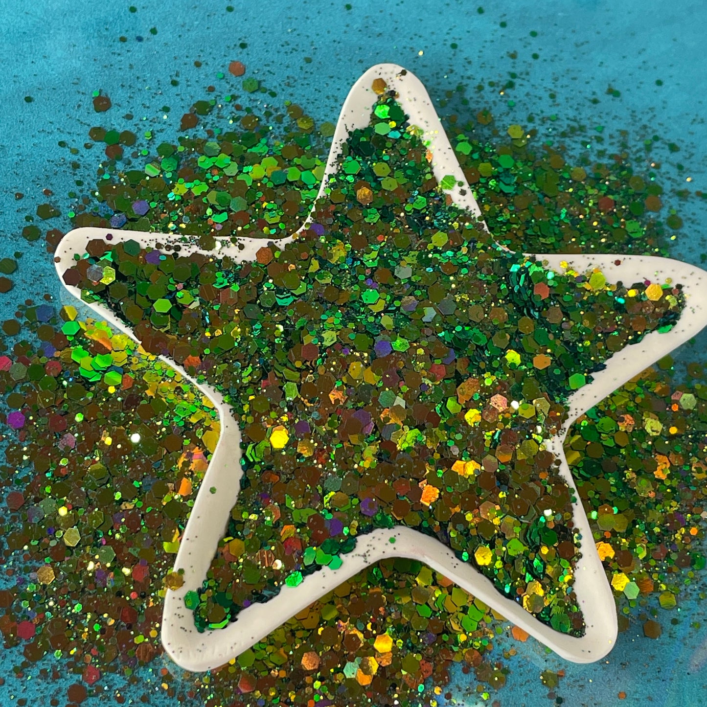Northern Lights chunky green gold holo Glitter for pens candles earrings clay resin mugs slime tumblers nail art 2 oz