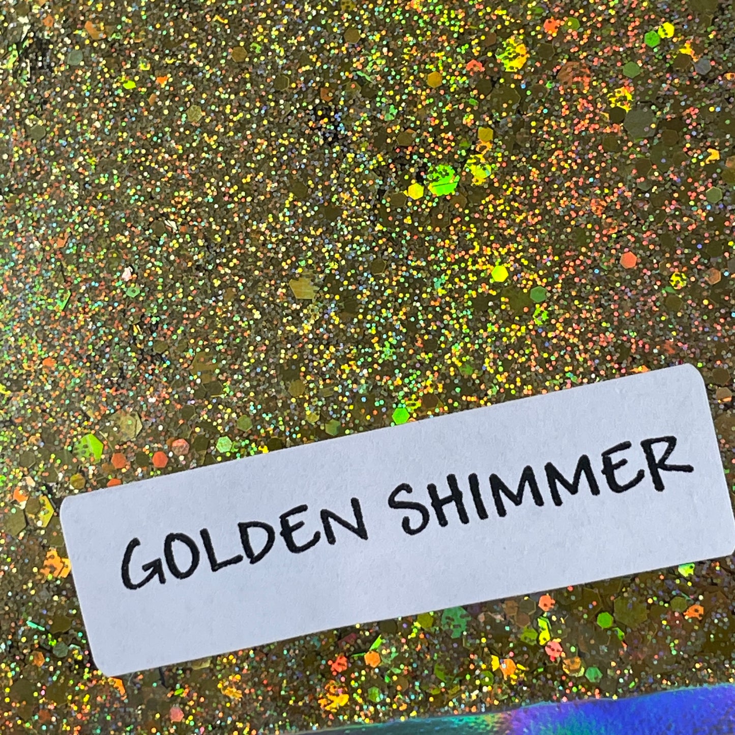 Golden Shimmer Greengold Holographic Chunky Glitter for pens candles earrings clay resin mugs slime tumblers nail art 2 oz