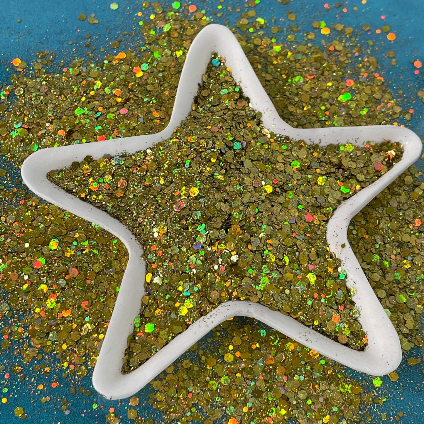 Golden Shimmer Greengold Holographic Chunky Glitter for pens candles earrings clay resin mugs slime tumblers nail art 2 oz