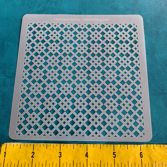 Checkered Blocks Checkers design Mylar Stencil texture sheets for polymer clay earrings art jewelry mixed media
