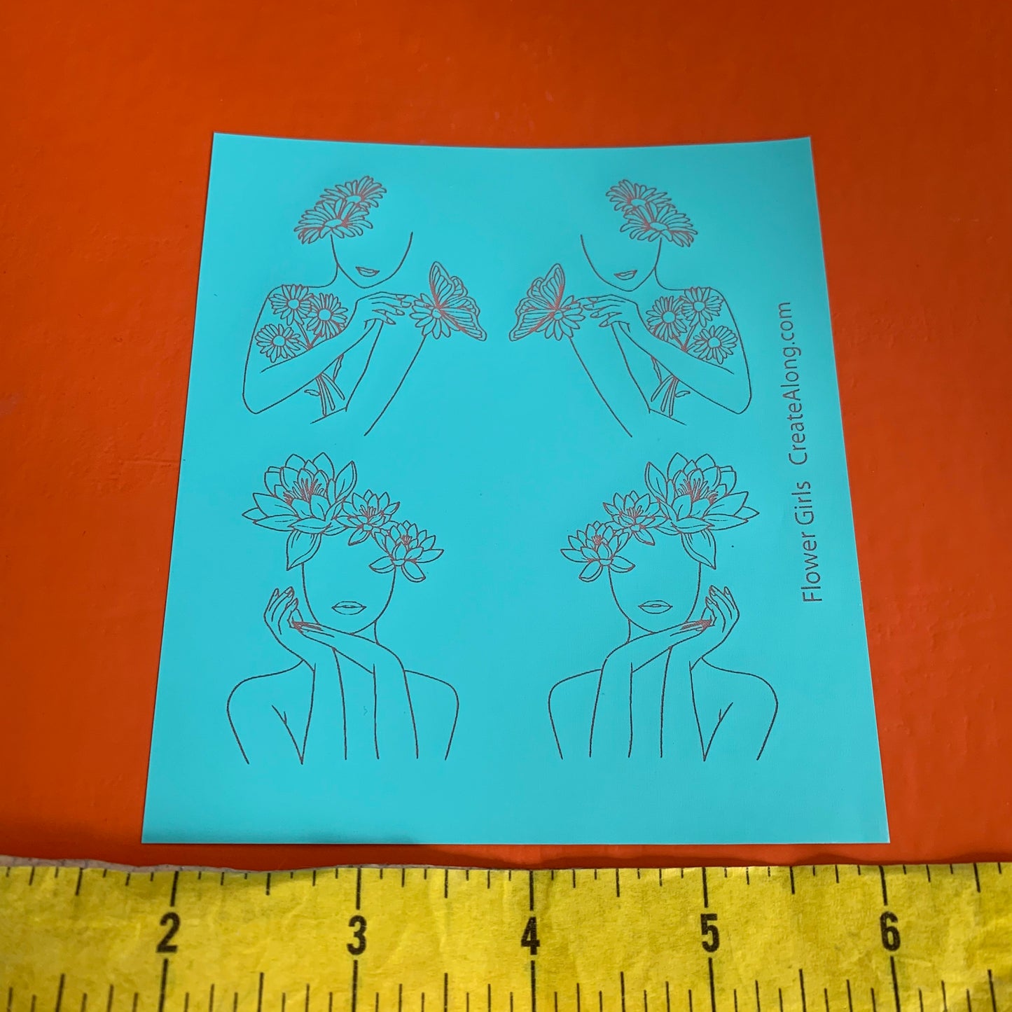 Silk Screen Flower Girl Women's faces and flowers Stencil For Polymer Clay