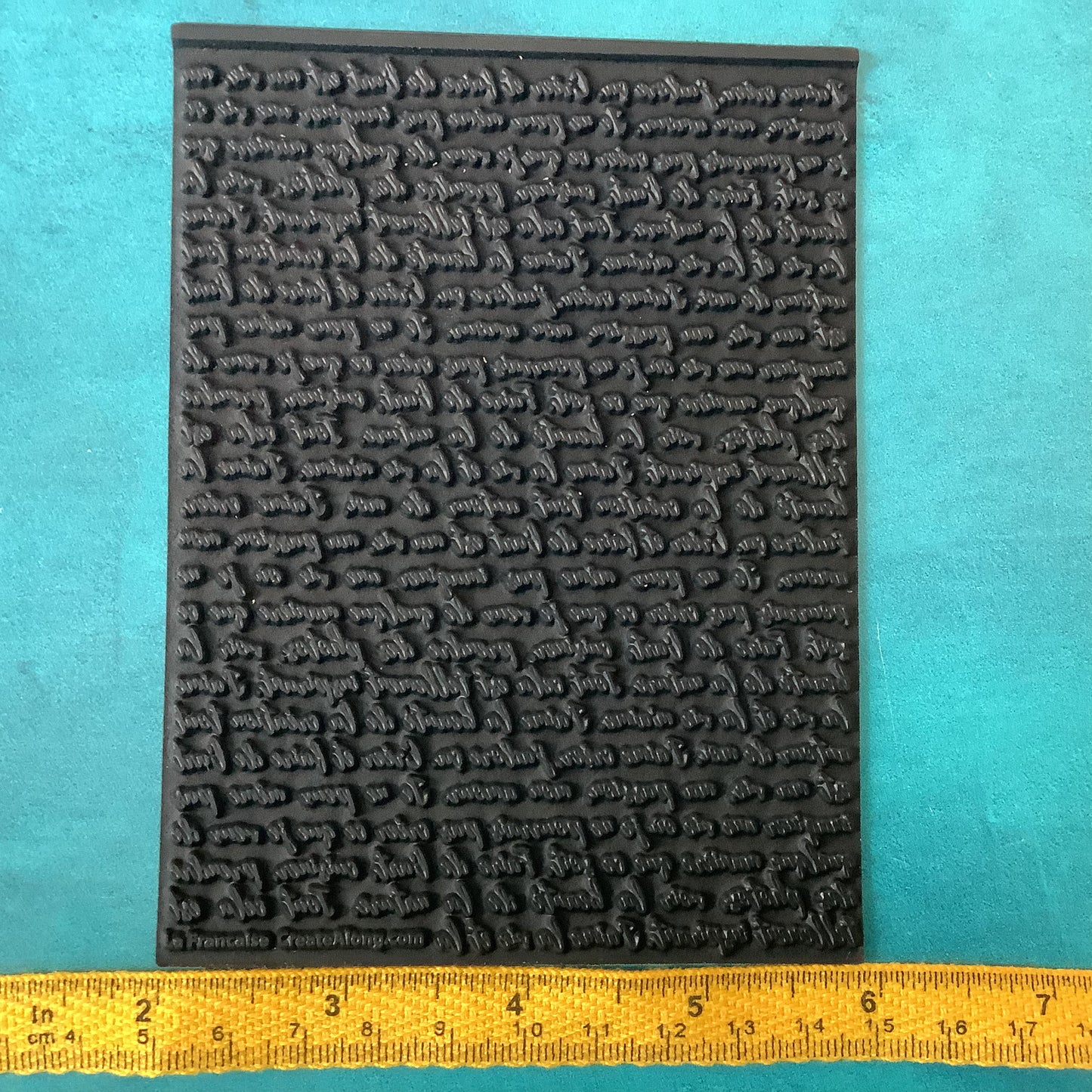 La Francaise Script text handwriting Rubber Stamp Texture Sheet Mat for polymer clay metal clay mixed media art