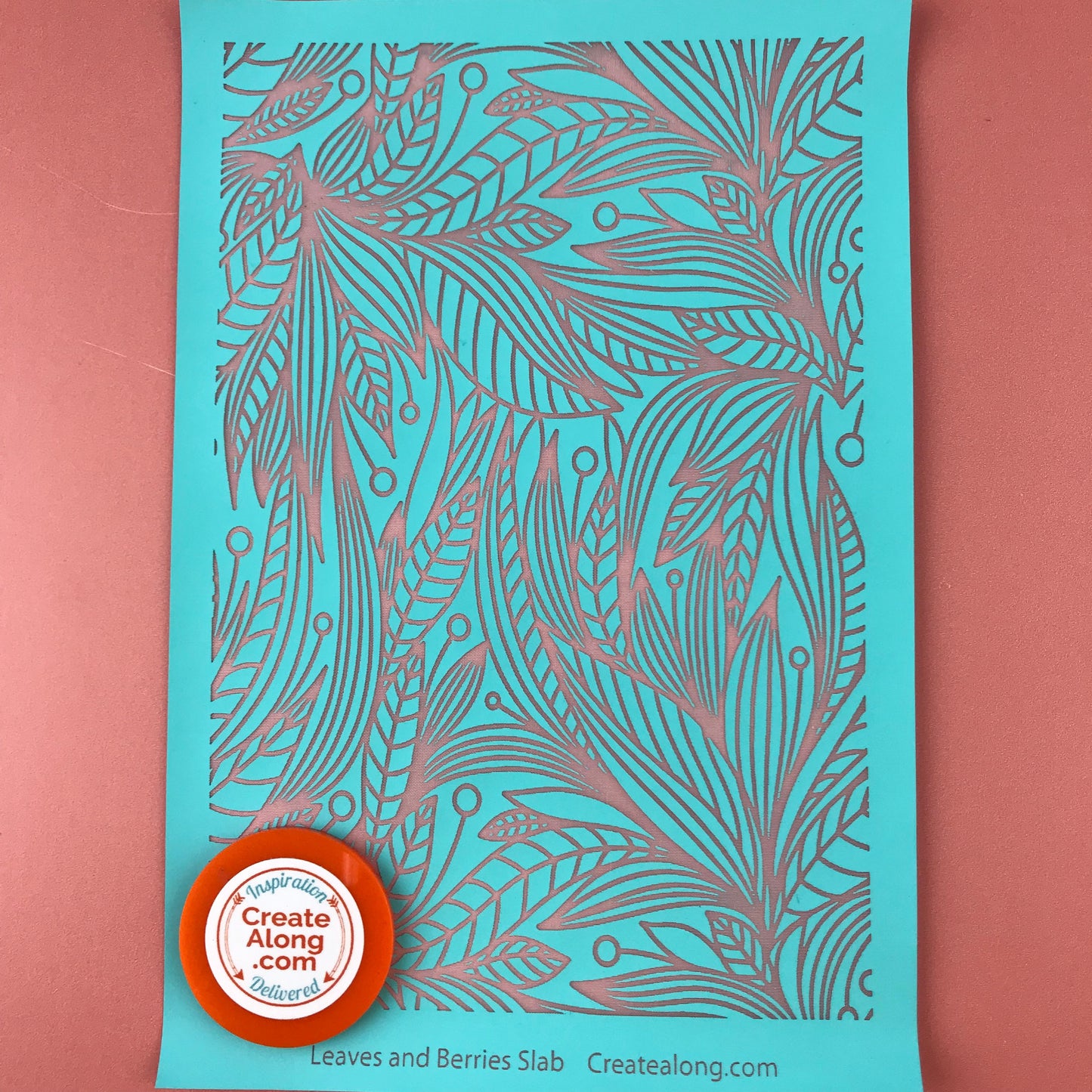 Silkscreen Stencil SLAB Leaves and Berries For Polymer Clay And Mixed Media Overall Design