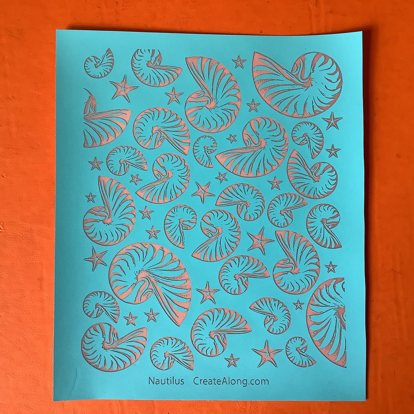 Nautilus Shell Waves Beach Ocean Sea Silkscreen for Polymer Clay and Mixed Media