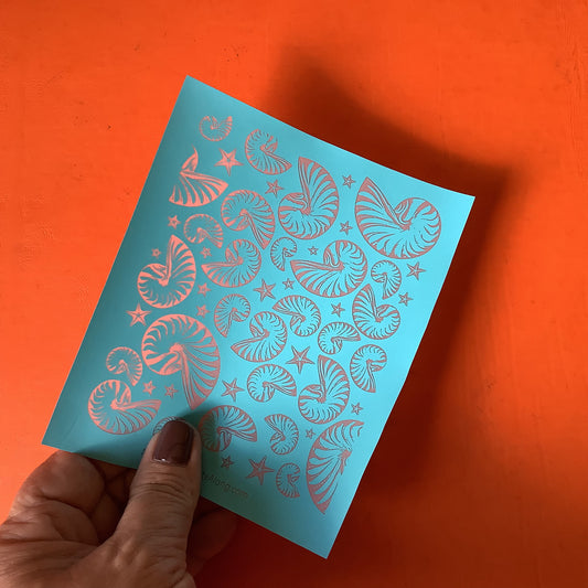 Nautilus Shell Waves Beach Ocean Sea Silkscreen for Polymer Clay and Mixed Media