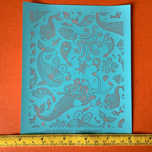 Mermaid Beach Ocean of Dreams Silkscreen for Polymer Clay and Mixed Media
