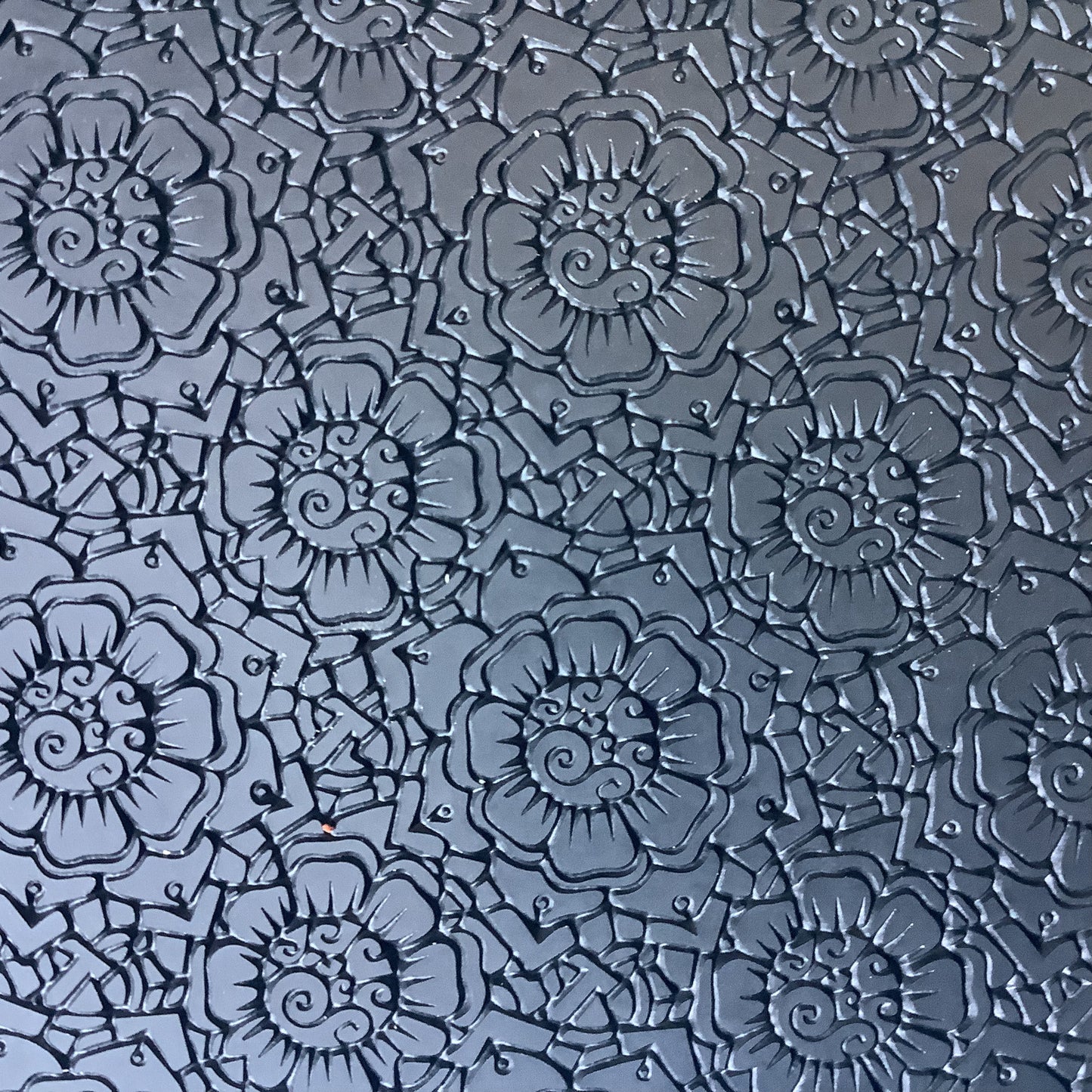 Pinwheel Floral Flower Rubber Deco Stamp Texture Sheet Mat for polymer clay metal clay mixed media art