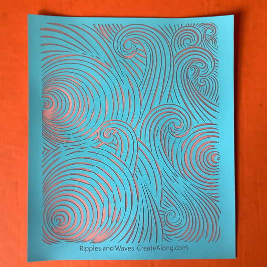 Ripples & Waves Beach Ocean Sea Silkscreen for Polymer Clay and Mixed Media