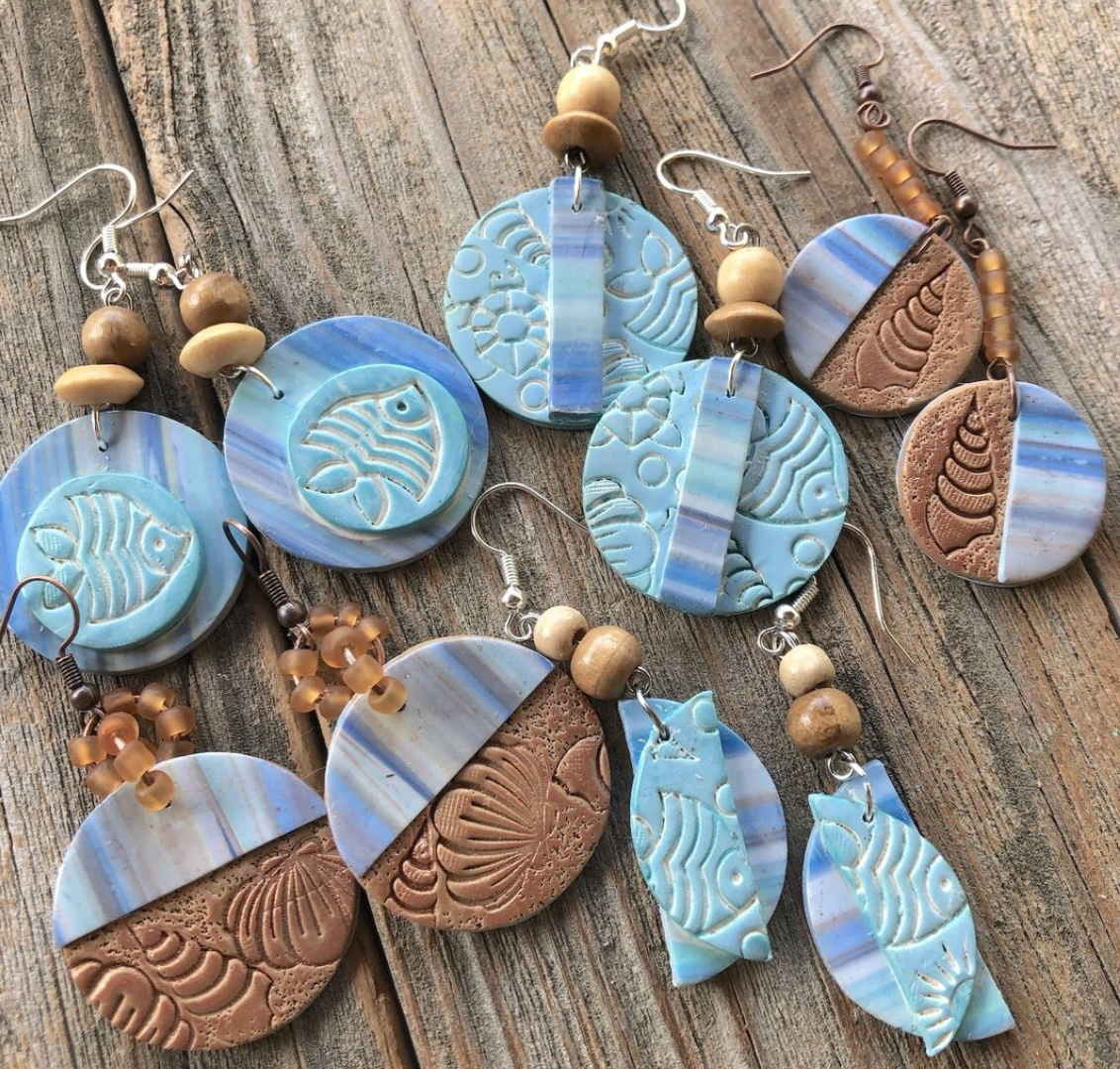 Texture Tips Stamps Ocean Themed Set of 6 small stamp set for polymer clay and mixed media