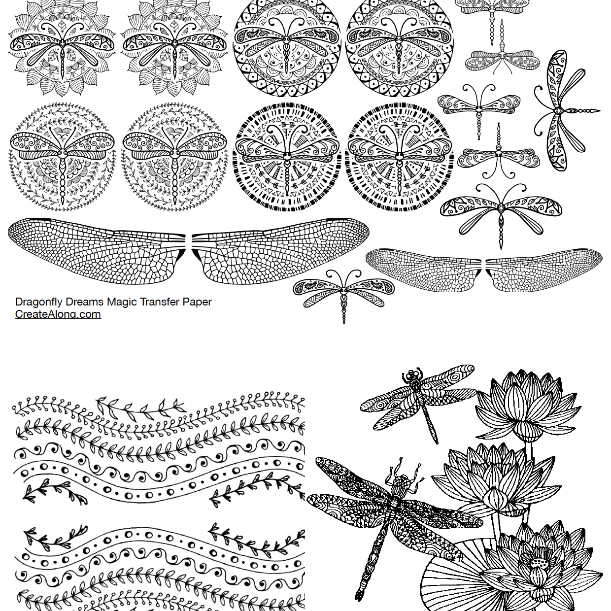 Digital Dragonfly Dreams Image Transfer PDF for creating images on raw polymer clay and for use with Magic Transfer Paper