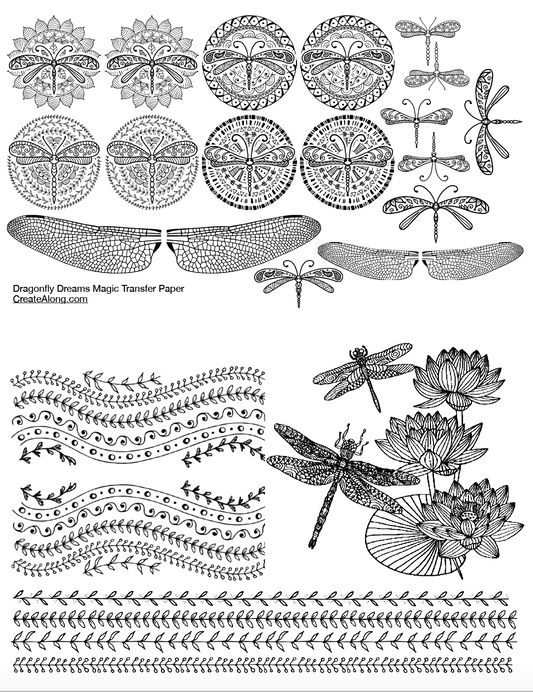 Digital Dragonfly Dreams Image Transfer PDF for creating images on raw polymer clay and for use with Magic Transfer Paper