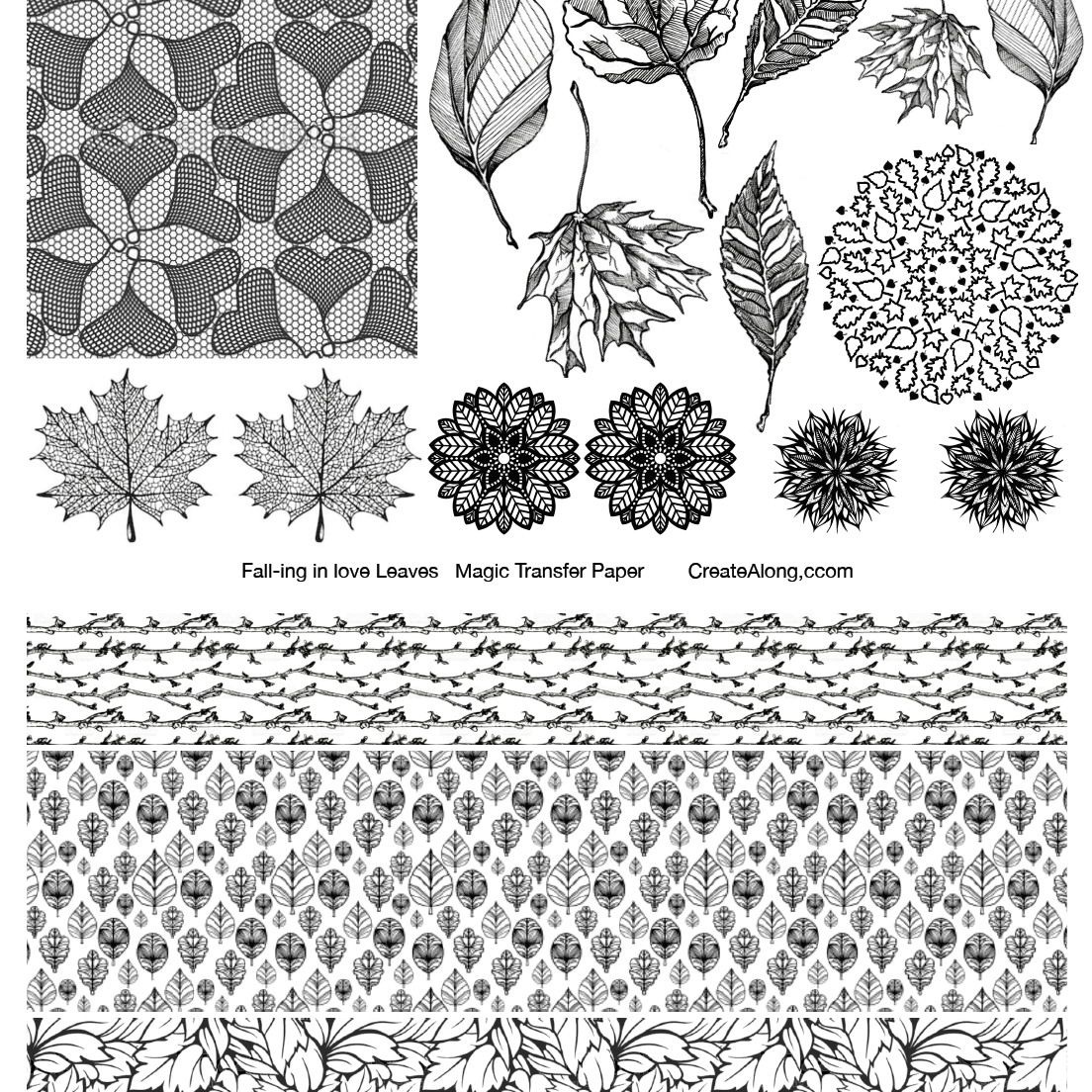 Digital Autumn Leaves Transfer PDF for creating images on raw polymer clay and for use with Magic Transfer Paper