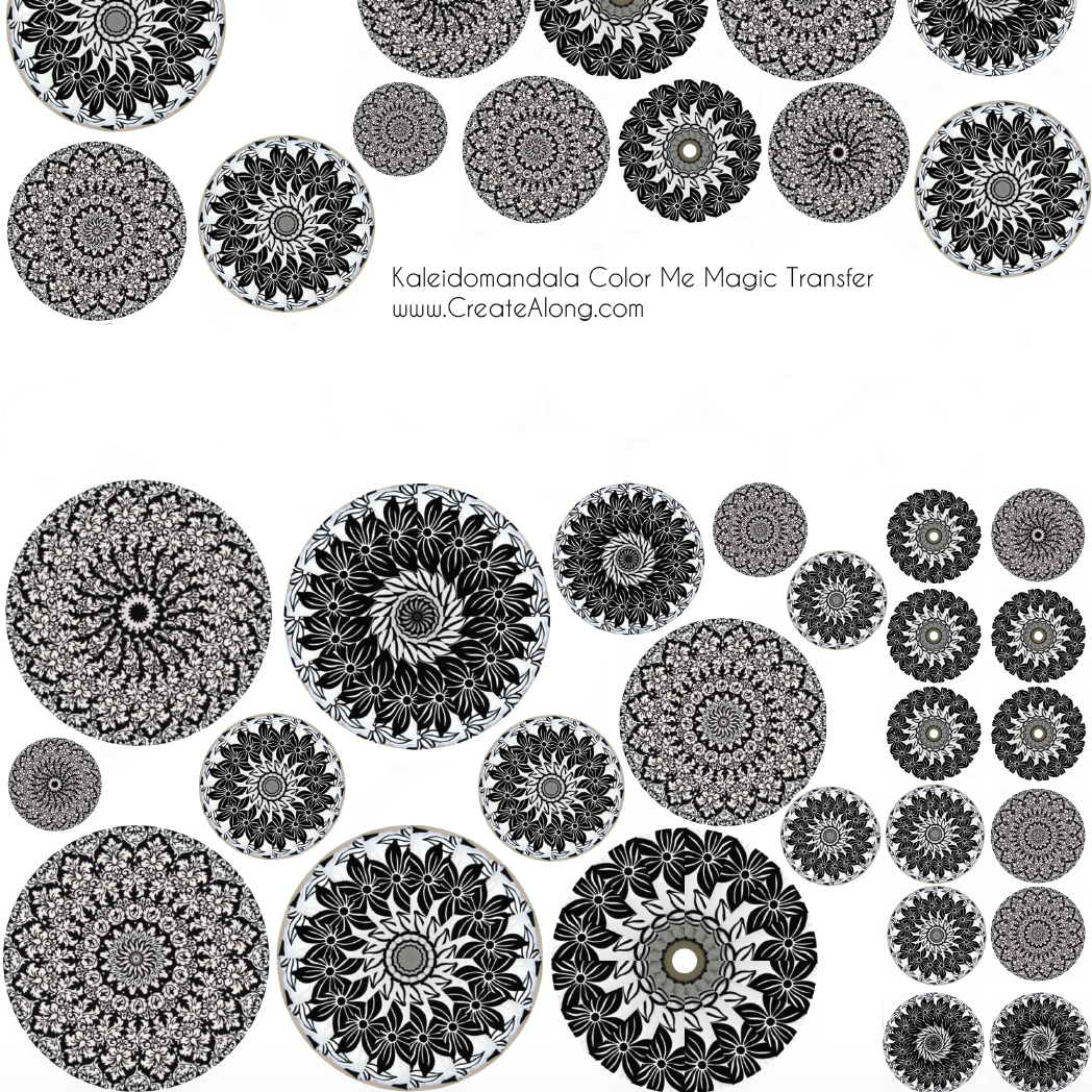 Digital Kaleidomandalas Image Transfer PDF for creating images on raw polymer clay and for use with Magic Transfer Paper