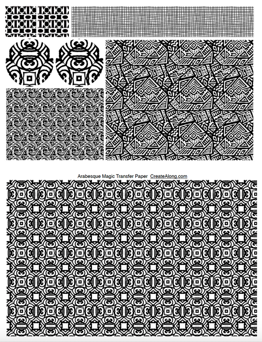Digital Arabesque Image Transfer PDF for creating images on raw polymer clay and for use with Magic Transfer Paper