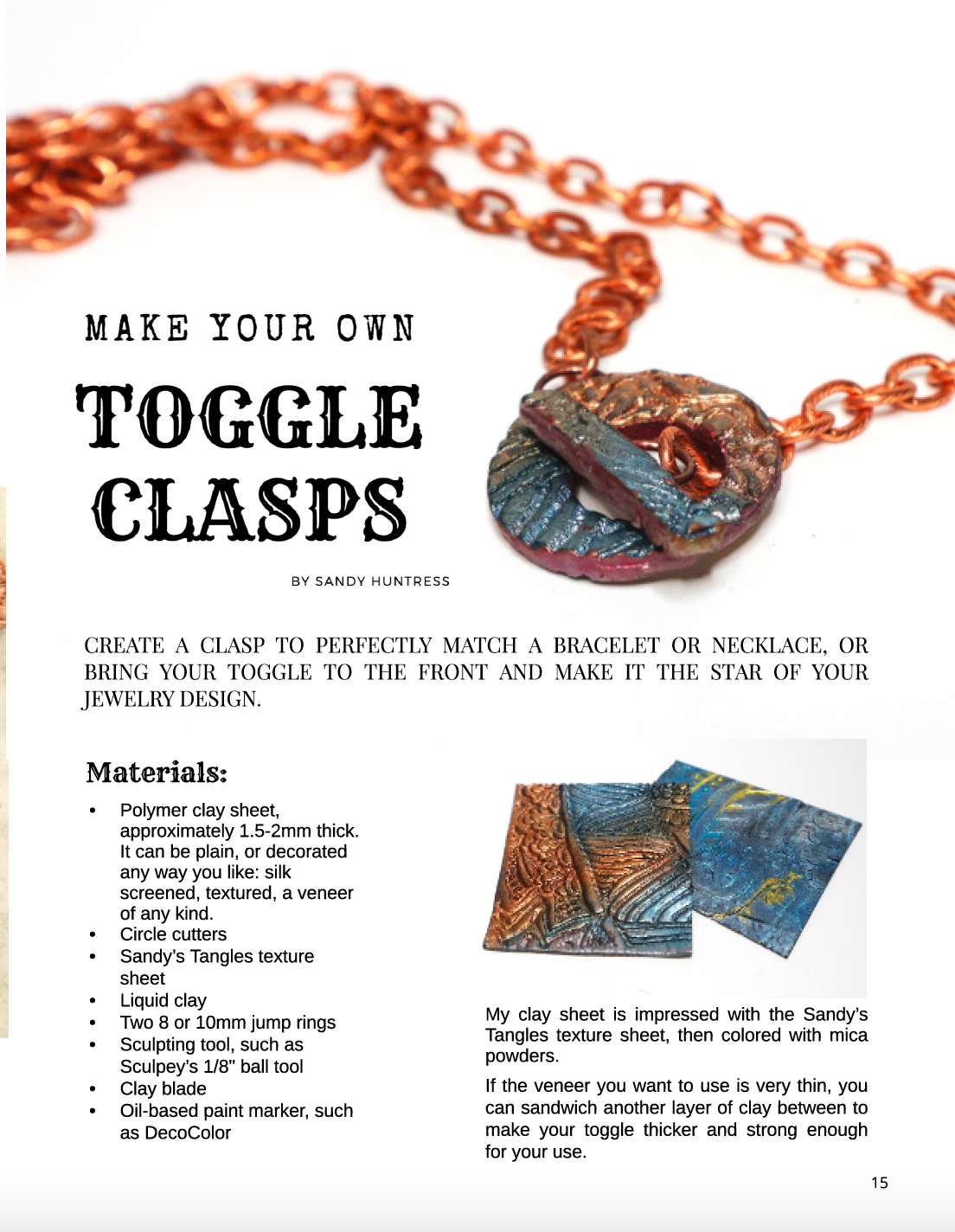 Polymer Clay Components Tutorials Magazine: January 2022 Passion for Polymer Clay DIGITAL Downloadable PDF