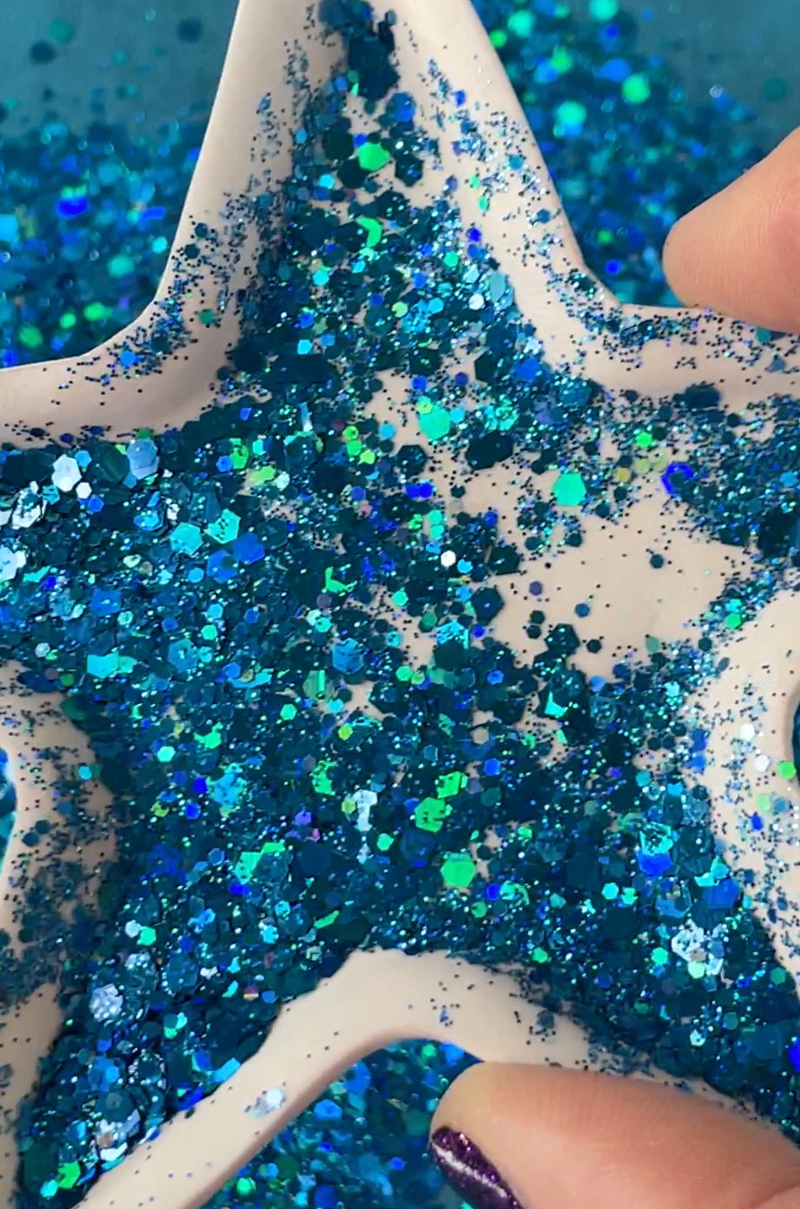 Caribbean Blue Green Mix Glitter for pens candles earrings clay resin mugs slime tumblers nail art 2 oz