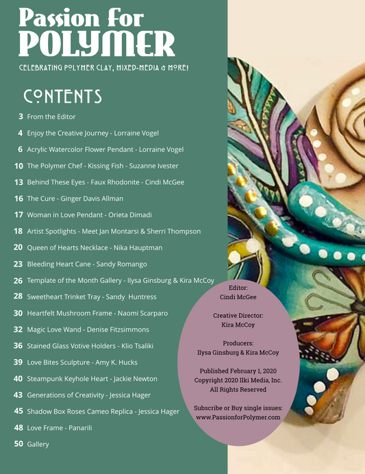February 2020 Passion for Polymer clay magazine- DIGITAL PDF download - Polymer Clay TV tutorial and supplies