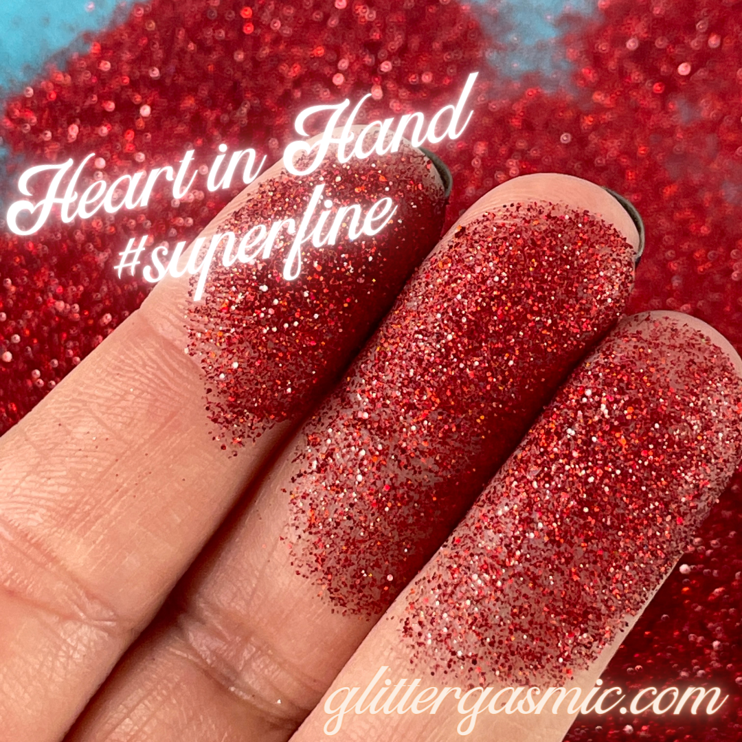 Heart in Hand Deep Red Superfine Glitter for pens candles earrings clay resin mugs slime tumblers nail art 2 oz