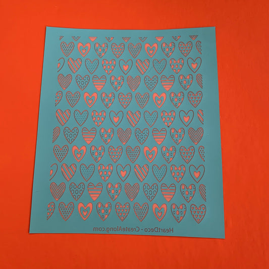 Valentine Silk Screen Heart Deco Stencil For Polymer Clay