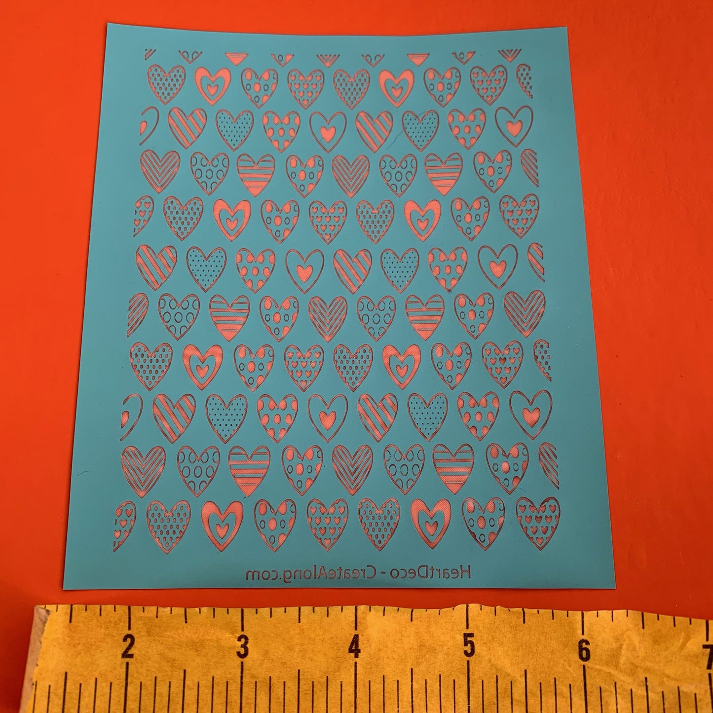 Valentine Silk Screen Heart Deco Stencil For Polymer Clay