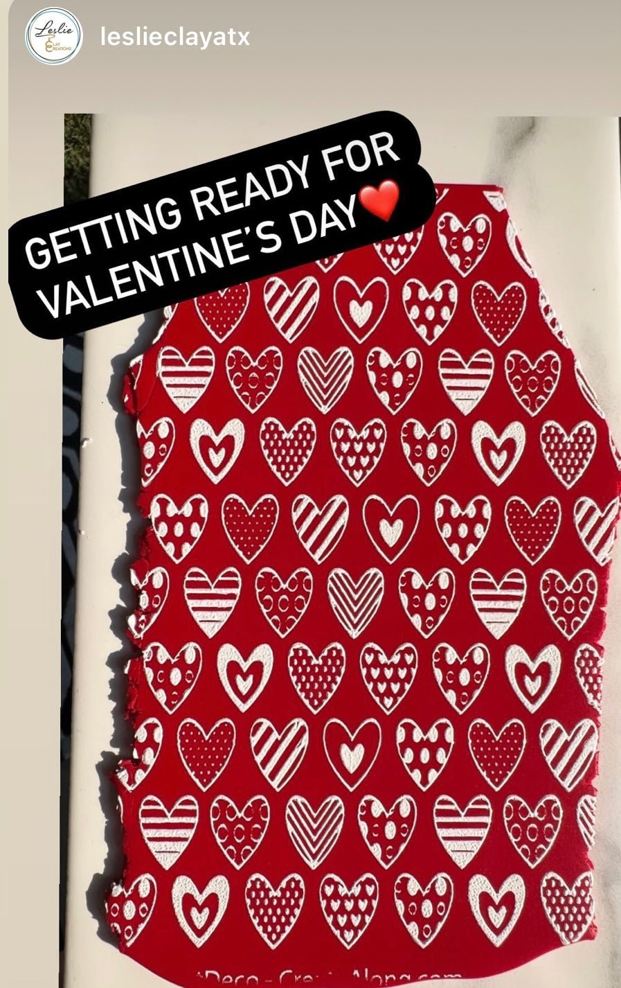 Valentine Silk Screen Heart Deco Stencil For Polymer Clay