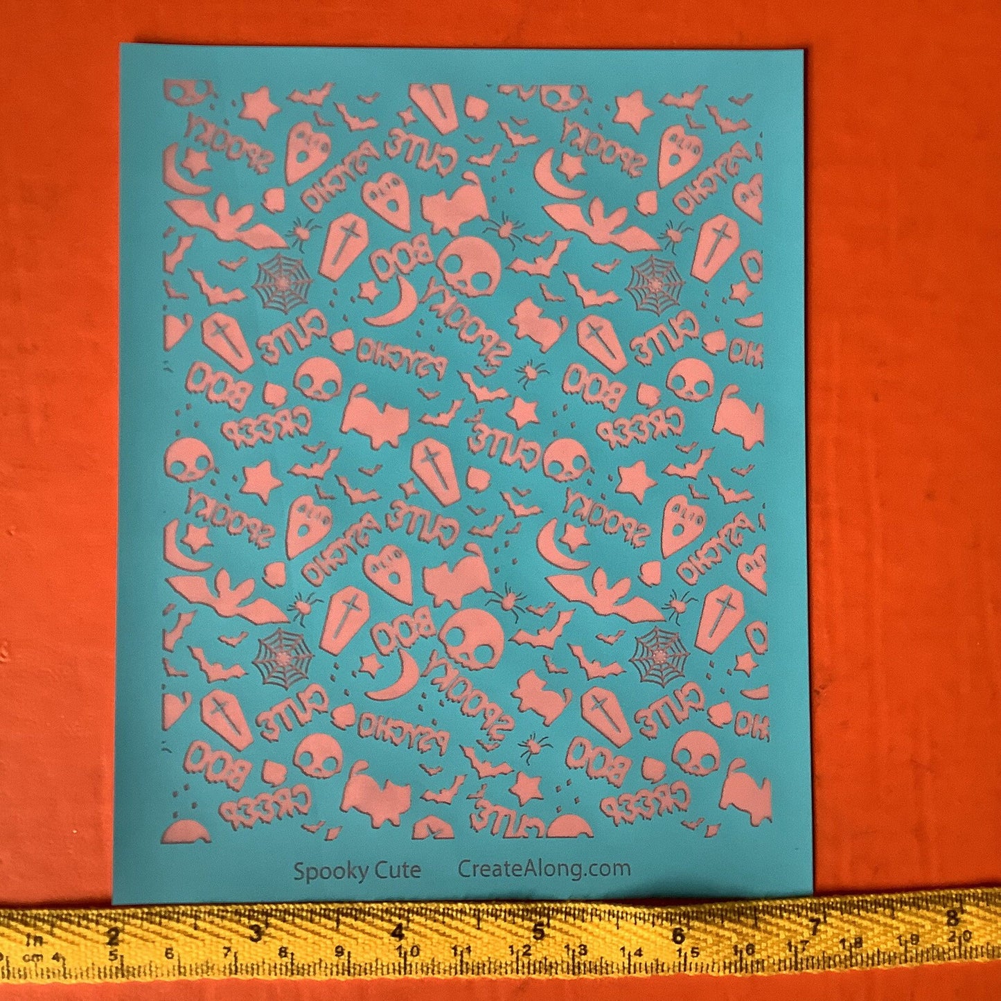 Halloween Silk Screen Spooky Cute coffin bat skull cat Stencil polymer clay silkscreen