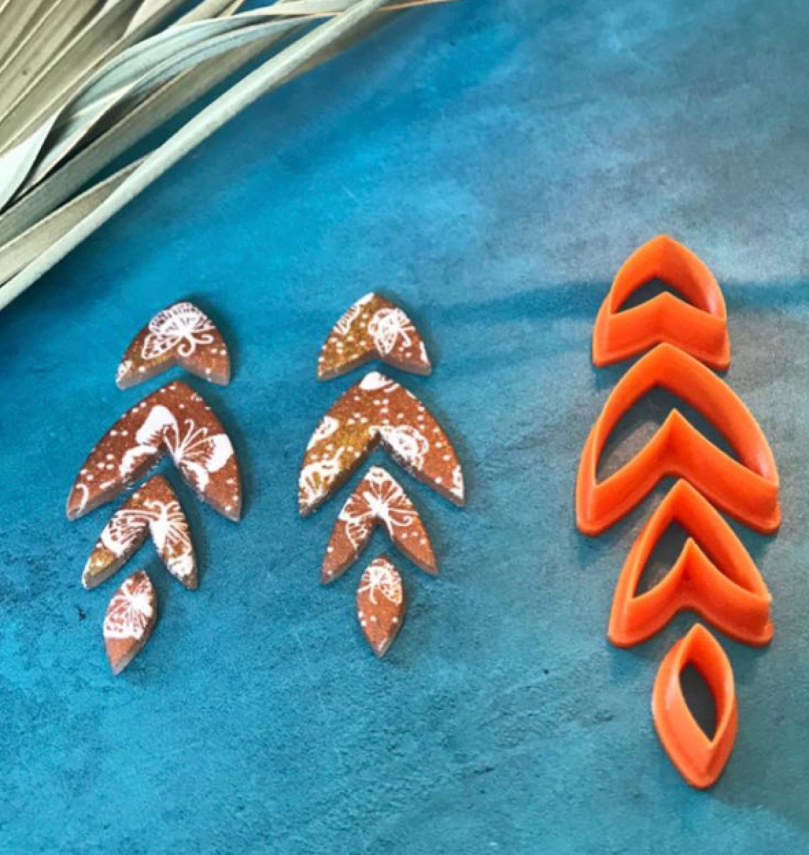 Polymer Clay Cutter Set Long Floral Drop set of 4 nesting dangle earring sharp shapes