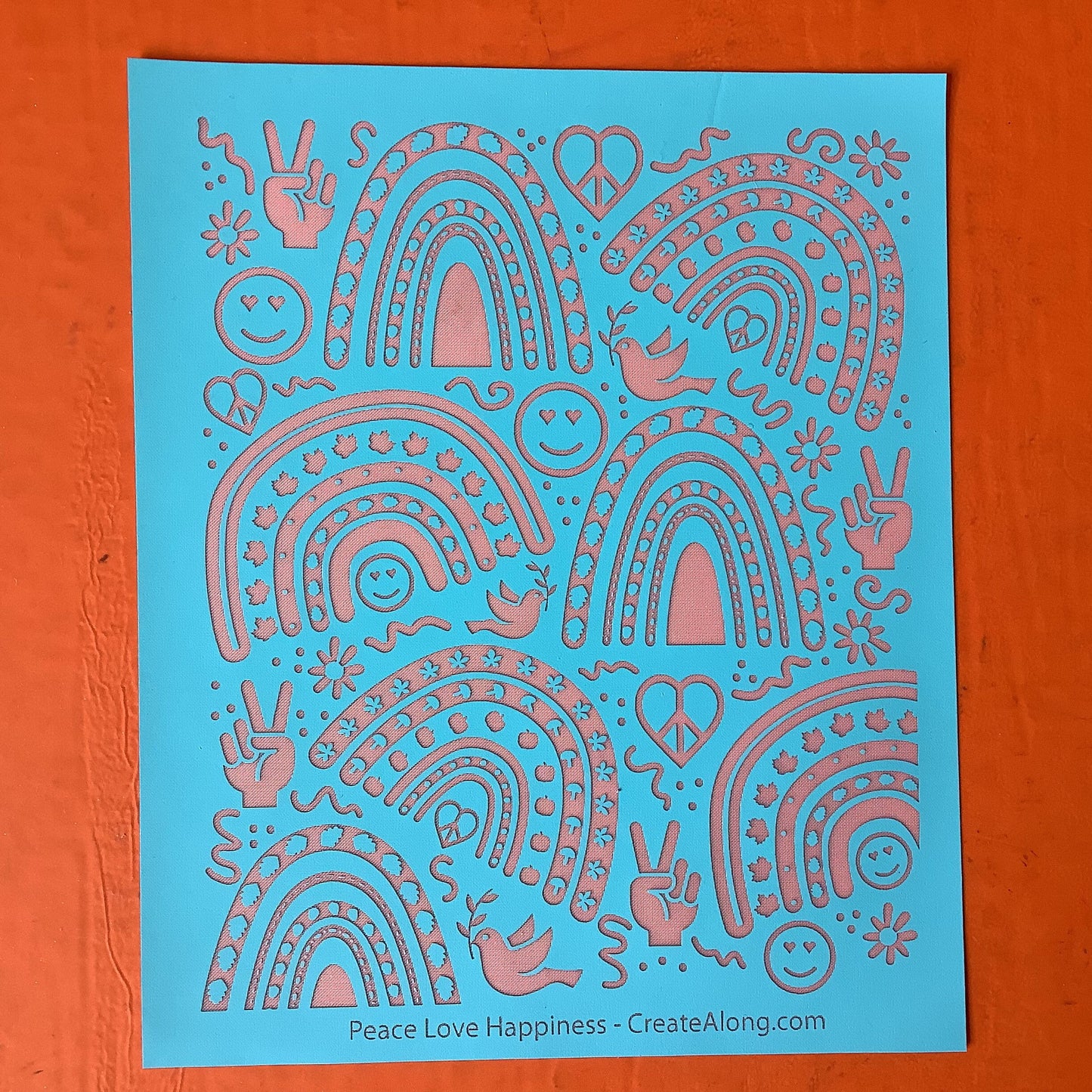 Peace, Love & Happiness Silkscreen Stencil For Polymer Clay