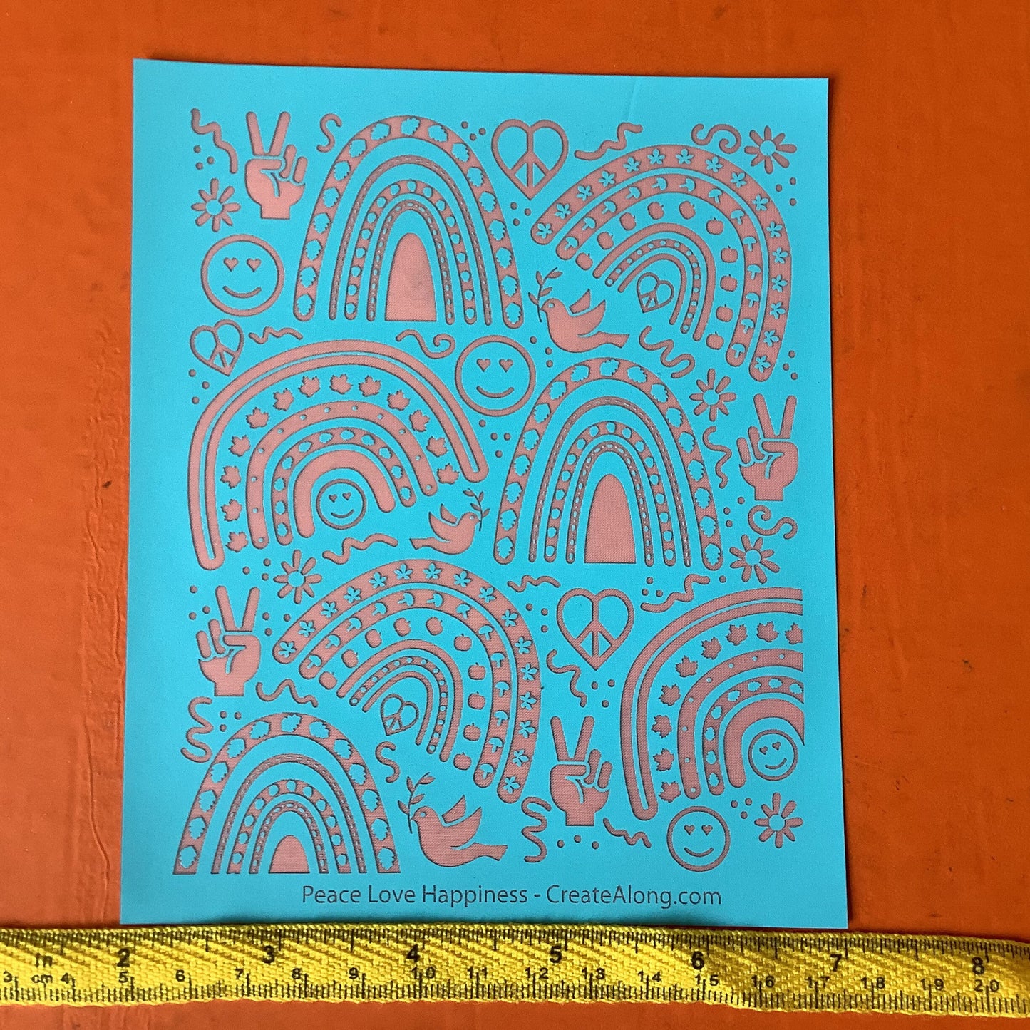 Peace, Love & Happiness Silkscreen Stencil For Polymer Clay