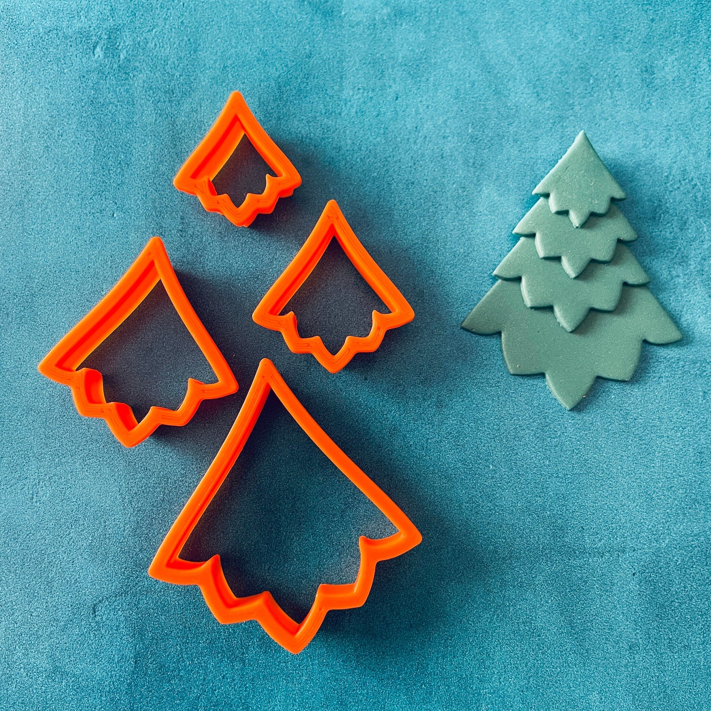 Christmas Earrings Stacked Trees Pine polymer clay cutter set clay earring holiday