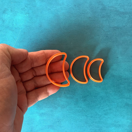 Jelly Bean Moon Jewelry Sized set of 3 Cutters for Polymer Clay and Mixed Media DIY