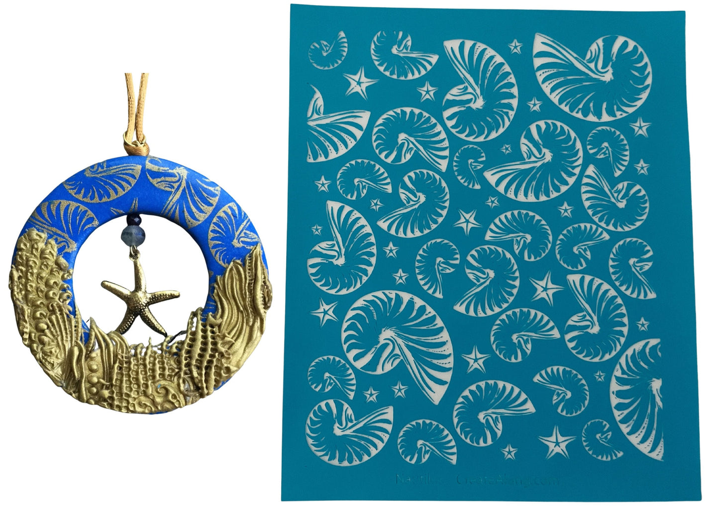 Silk Screen Nautilus shells Stencil for Polymer Clay, Art Jewelry, Mixed Media