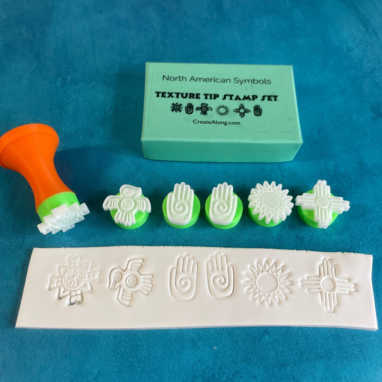 Texture Tips Stamps North American Symbols Set of 6 small stamp set for polymer clay and mixed media