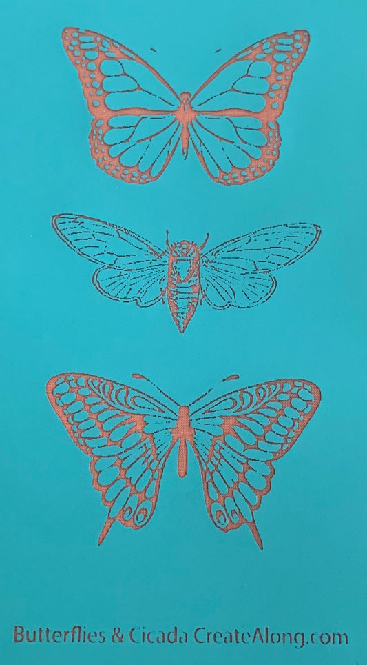 Silkscreen Polymer Clay Butterflies Cicada Trading Coins Stencil great for art jewelry and mixed media