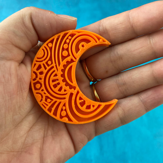 Boho Moon stamp for polymer clay and mixed media