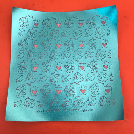 Love Delivered Heart Valentines Day Silkscreen Stencil Crafting, Polymer Clay, Art Jewelry, and Mixed Media