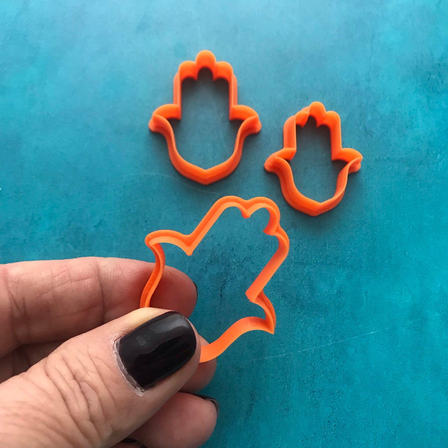 Pointed Hamsa Hand of Fatima polymer clay cutter set for earrings jewelry and more
