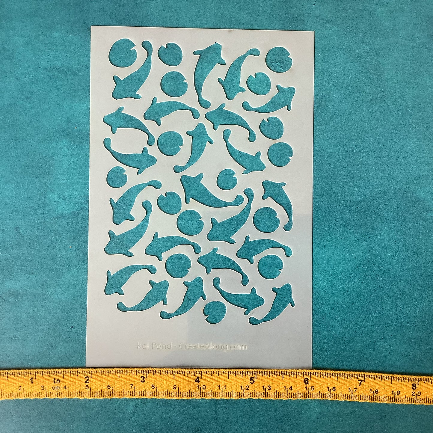 Koi Gold Fish Lily Pond Mylar Stencil texture sheet for polymer clay earrings art jewelry mixed media