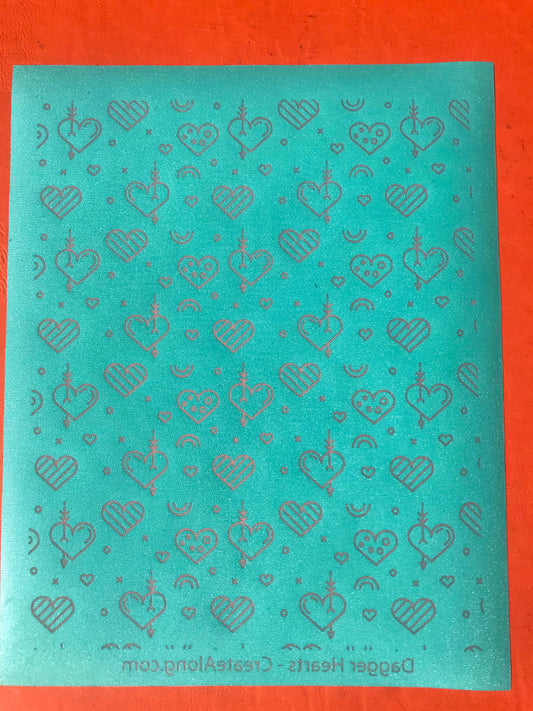 Dagger Hearts Silkscreen Valentine For Crafting, Polymer Clay Earrings Jewelry + Mixed Media