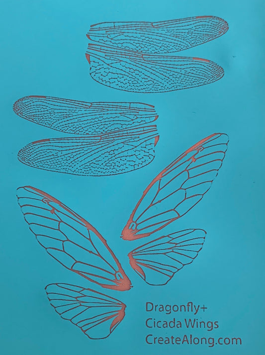 Silkscreen Dragonfly & Cicada Authentic Wings Stencil polymer clay