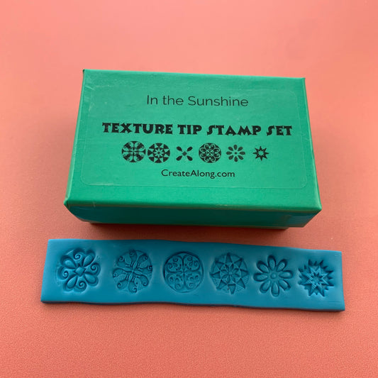 Texture Tips Stamps In the Sunshine Set of 6 small stamp set for polymer clay and mixed media