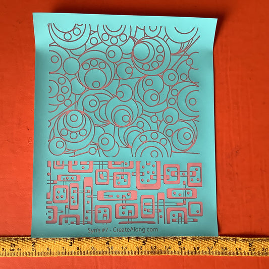 Syn’s #7 Circles Rectangles mod geometric Silkscreen For Crafting Polymer Clay + Mixed Media