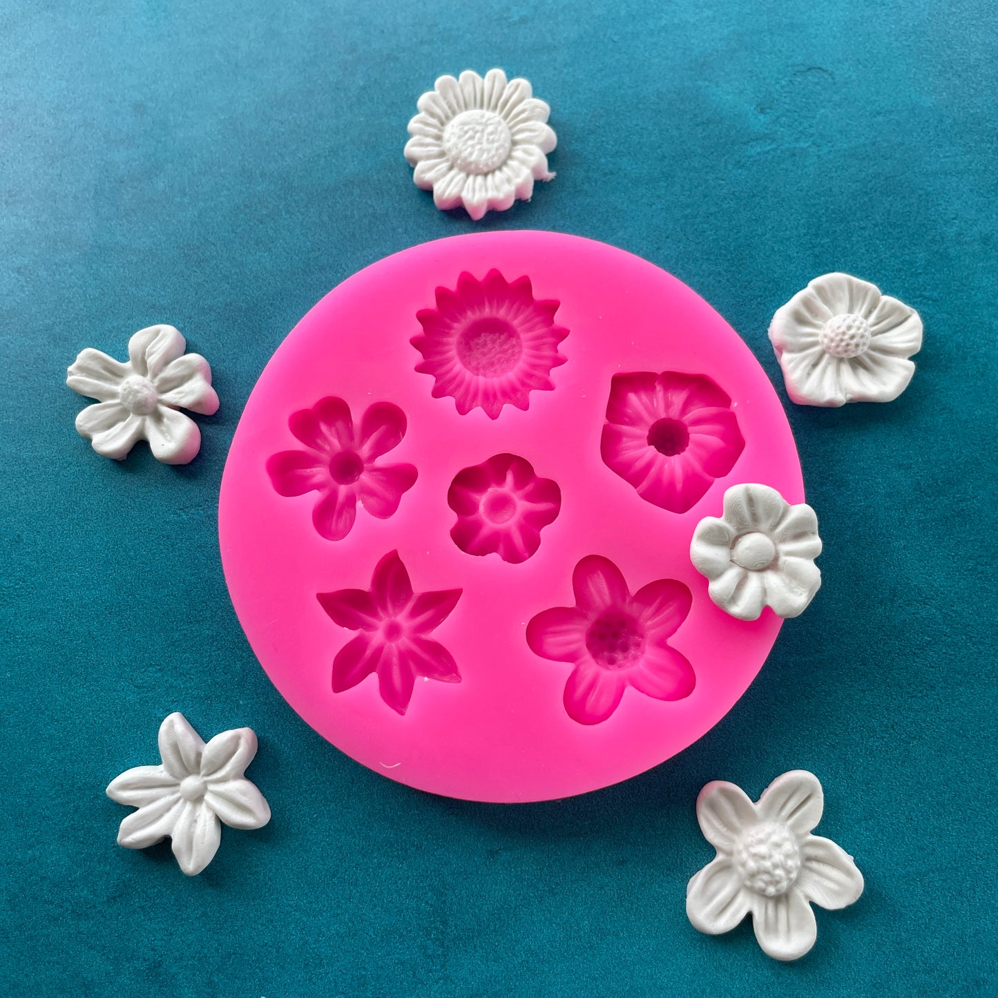 Polymer Clay Resin Mold - 6 flower variety