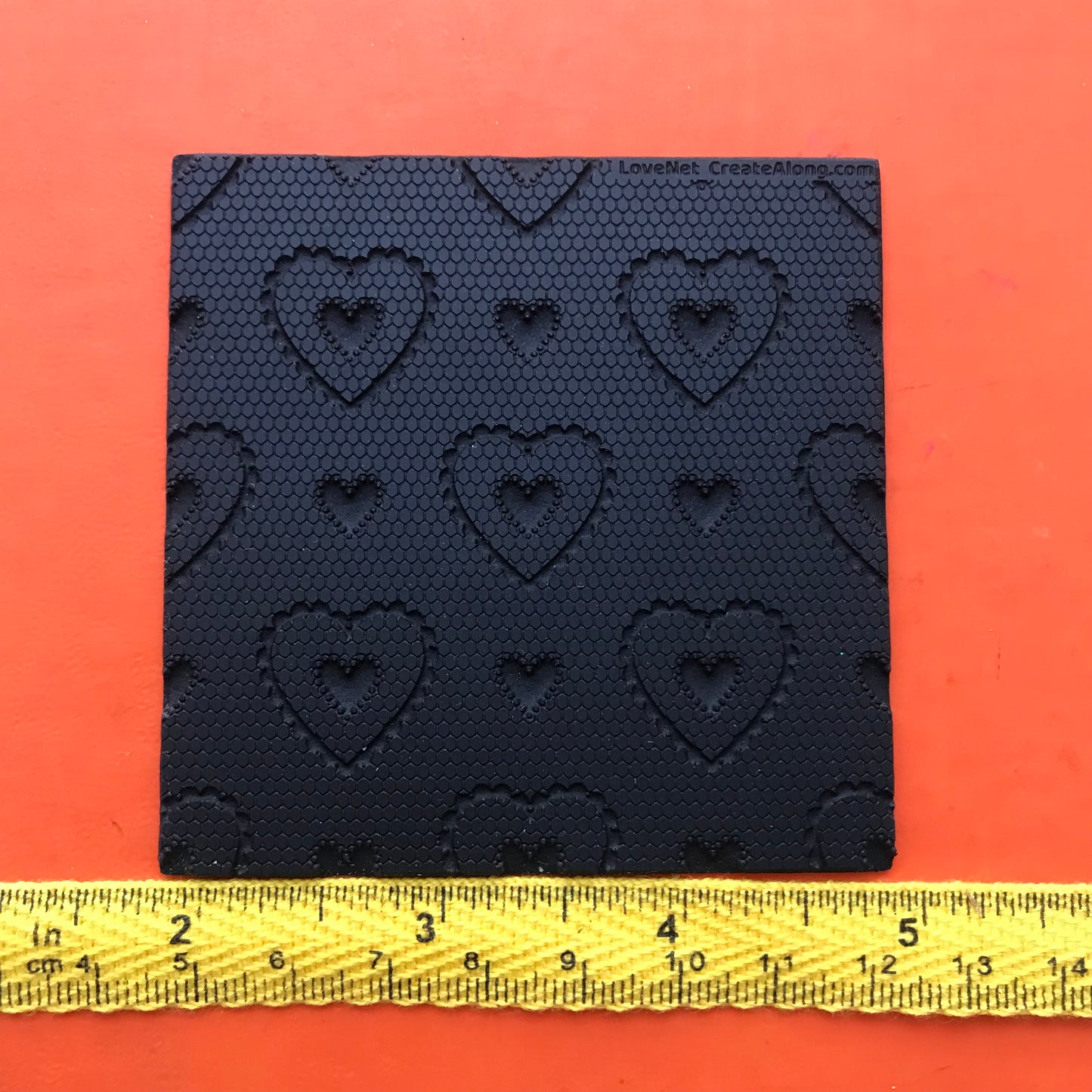 Love Lace Net Hearts heart Rubber Stamp Texture Sheet Mat for polymer clay metal clay mixed media art