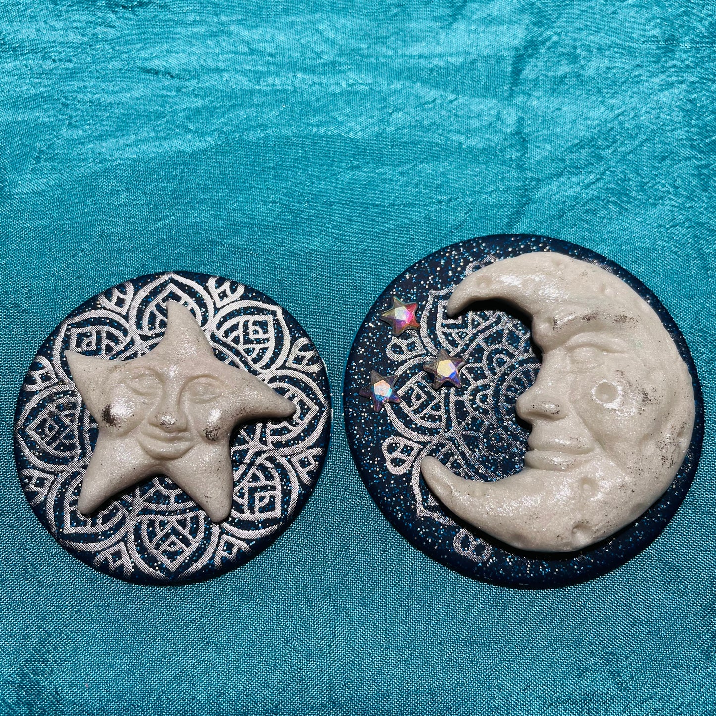 Crescent Man in the Moon and Star Silicone Earring Jewelry Mold for UV resin, polymer clay tools and supplies